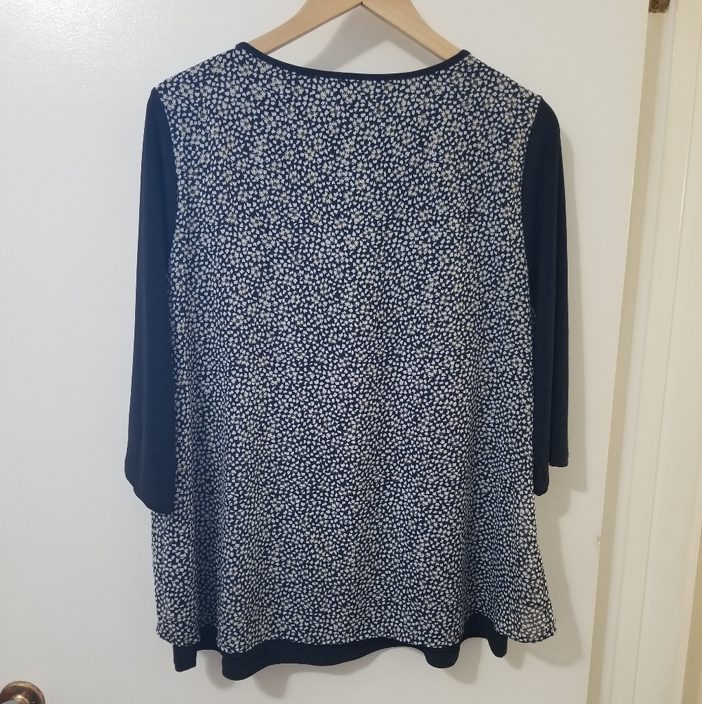 Hamilton Black & White Abstract Layered Tunic Top XL - Picture 3 of 8